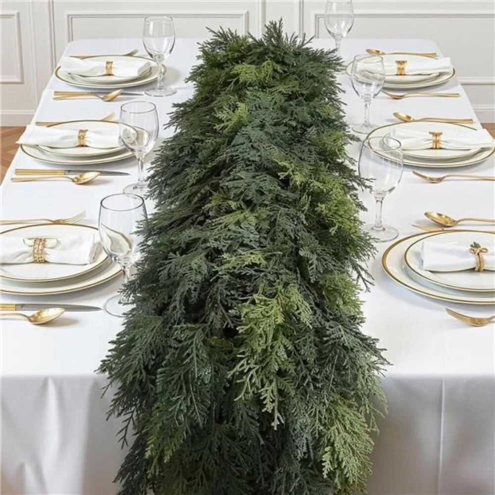 2 Pack 9FT Artificial Christmas Cedar Garland Decoration, Realistic